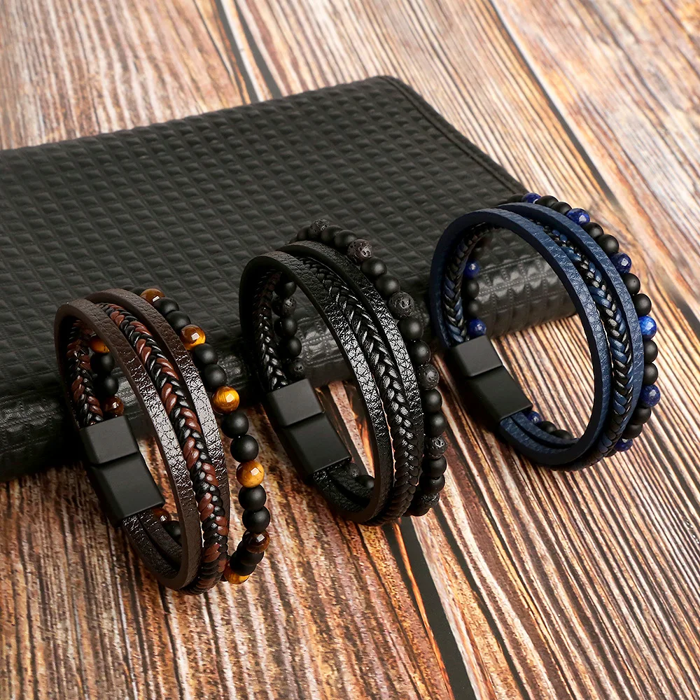 Men's Multilayer Genuine Leather Bracelet — Hand Woven Wristband | 4.8/5 — 9,500+ Bought - Image 3