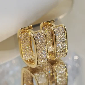 Women's Zircon Geometric Square Hoop Earrings — Luxury Shiny Crystal | 4.9/5 — 9,200+ Bought