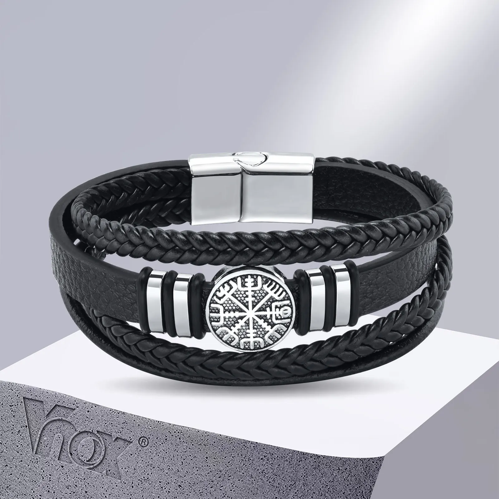 Men's Norse Viking Black Leather Bracelet — Braided Wristband | 4.9/5 — 7,500+ Bought - Image 4