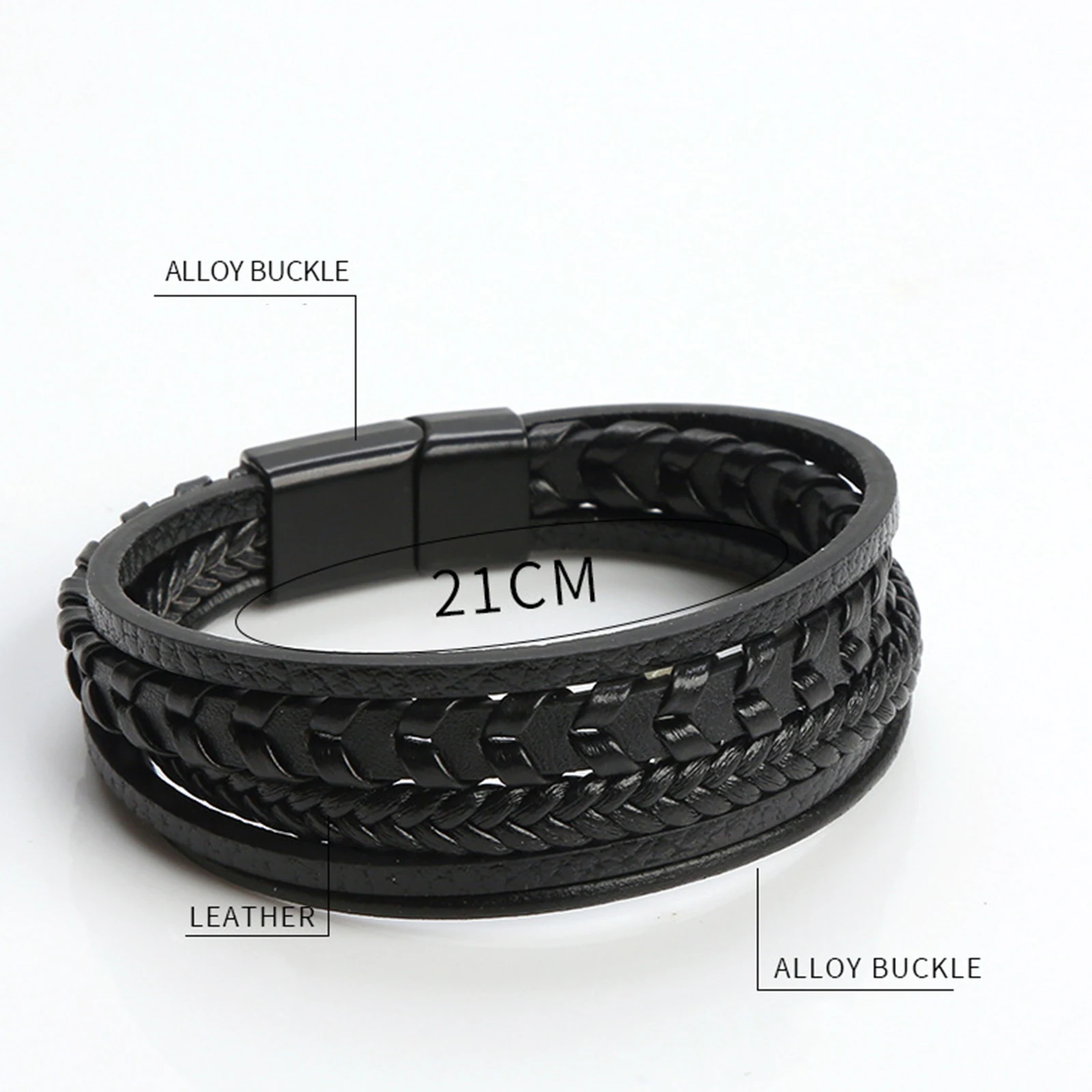 Men's Multilayer Genuine Leather Bracelet — Hand Woven Wristband | 4.8/5 — 9,500+ Bought - Image 6