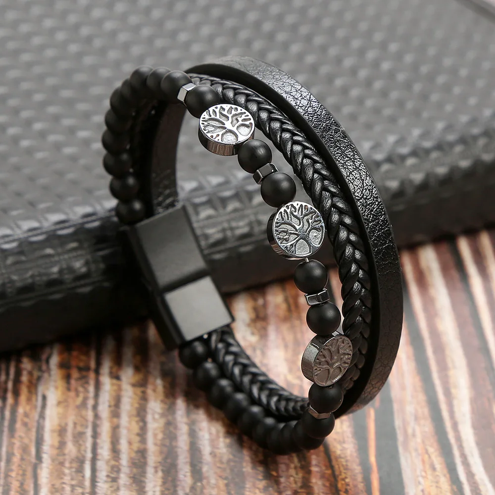 Men's Multilayer Genuine Leather Bracelet — Hand Woven Wristband | 4.8/5 — 9,500+ Bought - Image 34