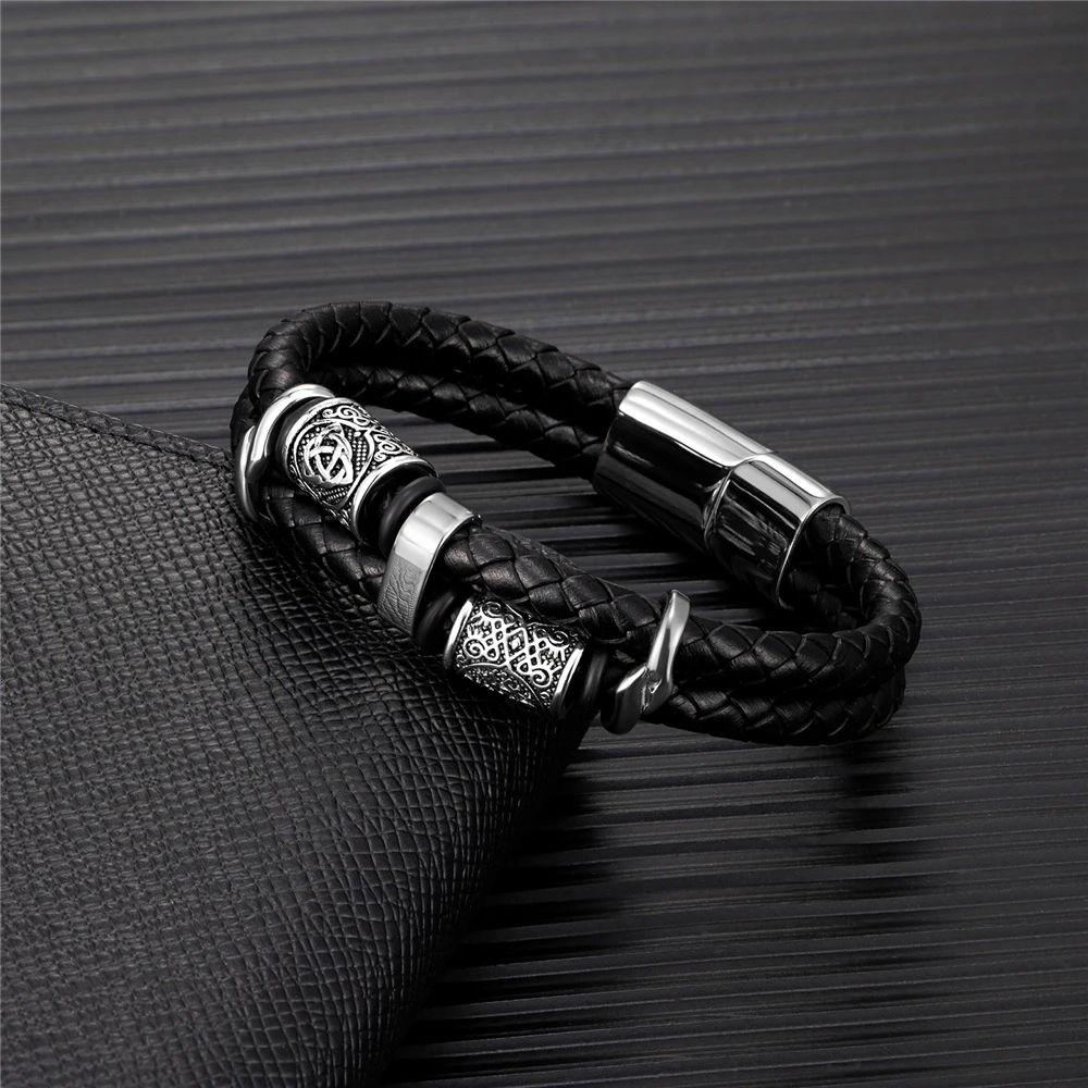 Men's Punk Vikings Genuine Leather Braided Multilayer Bracelet | 4.9/5 — 7,800+ Bought - Image 8