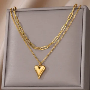 Women's Multilayer Heart Necklace — 316L Stainless Steel Elegant Chain | 4.8/5 — 9,500+ Bought