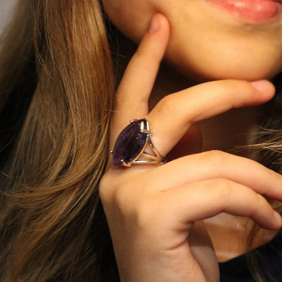 Women's Natural Stone Crystal Adjustable Ring — Elegant Fashion Gemstone Ring | 4.9/5 — 7,800+ Bought - Image 2