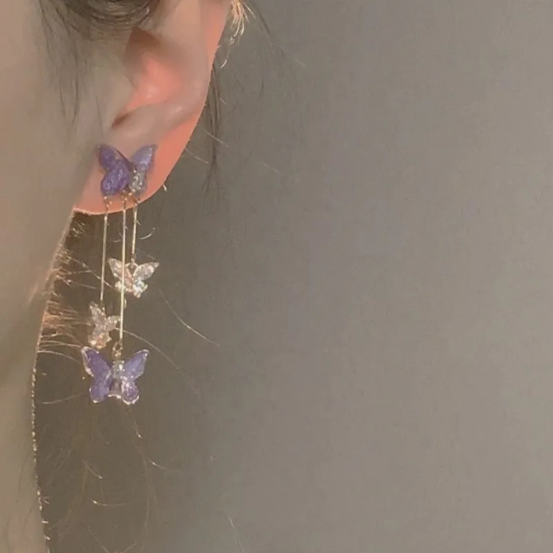 Women's Purple Butterfly Glass Tassel Earrings — Elegant Long Drop Style | 5.0/5 — 10,000+ Bought - Image 6