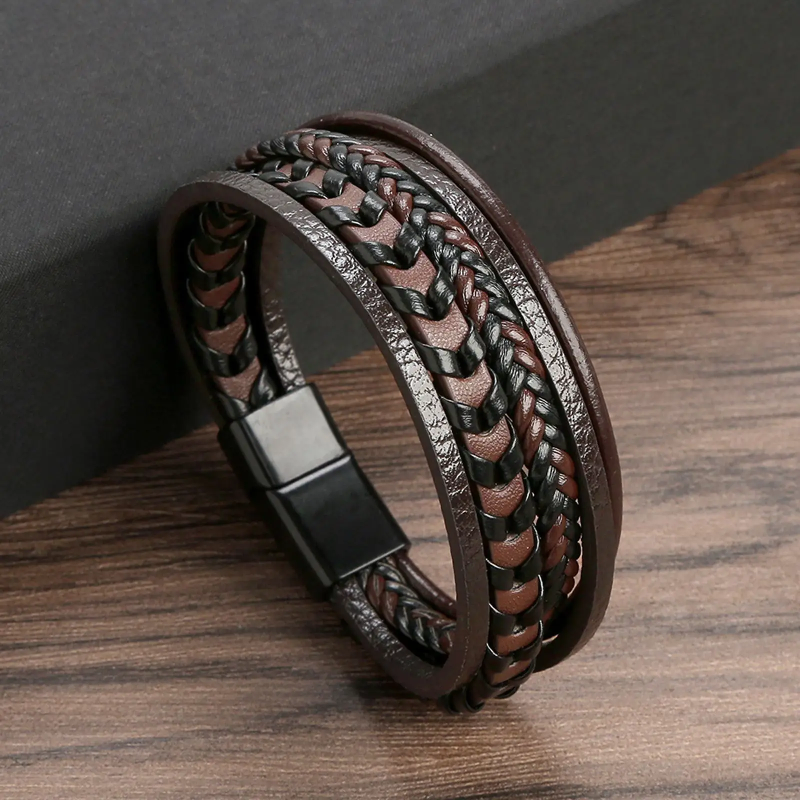 Men's Multilayer Genuine Leather Bracelet — Hand Woven Wristband | 4.8/5 — 9,500+ Bought - Image 17