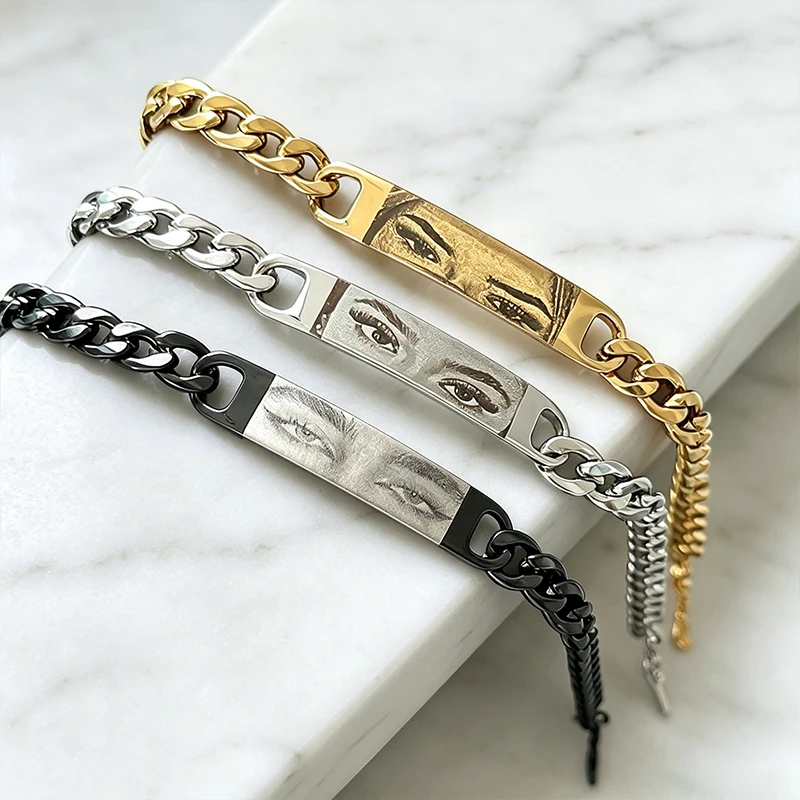 Men's Personalized Laser Engraved Couple Bracelet — Custom Photo | 4.9/5 — 7,800+ Bought - Image 2