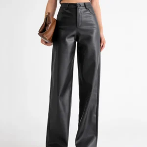 Women's Fleece Wide Leg Leather Pants — Warm Loose Fall Winter Trousers | 4.8/5 — 8,500+ Bought