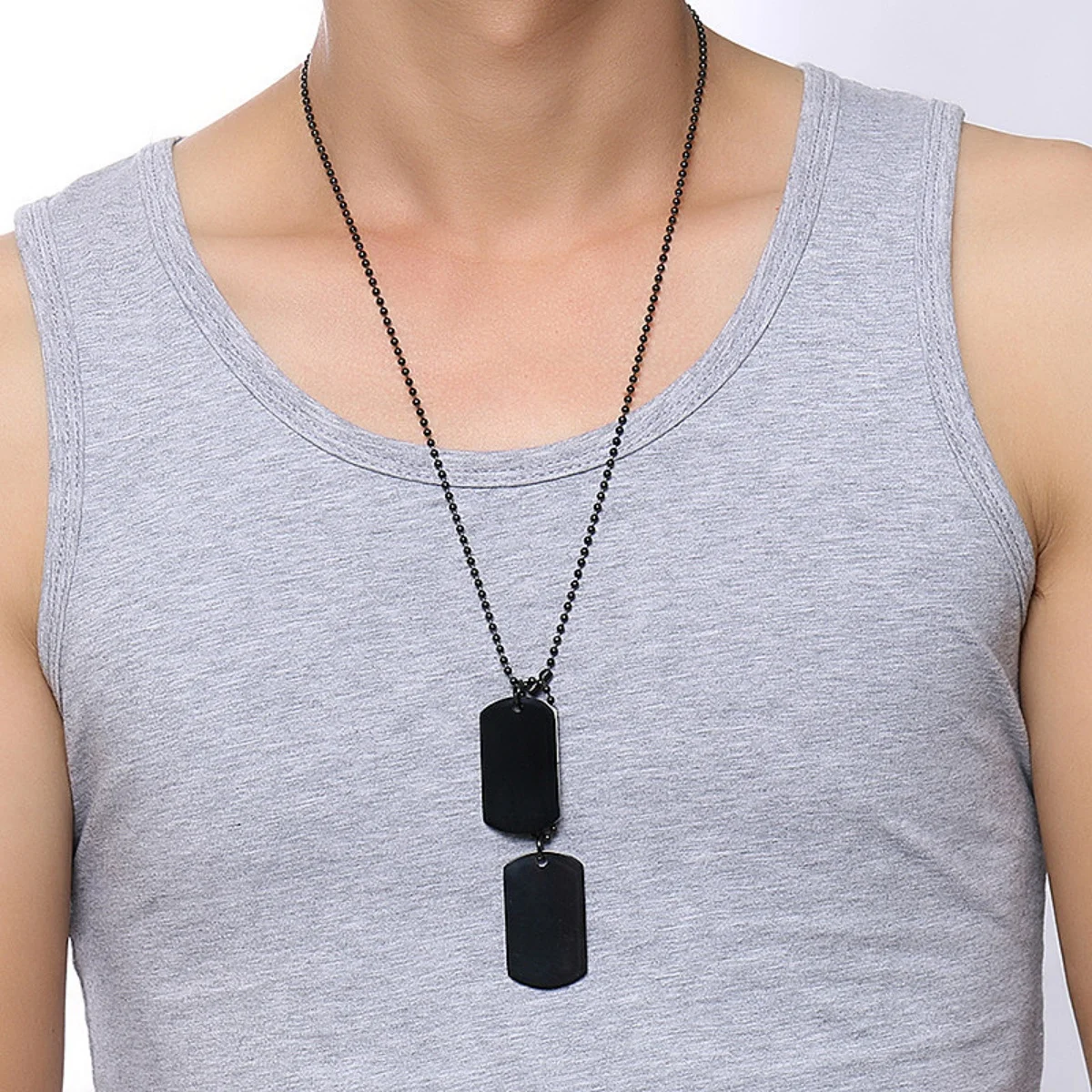 Men's Rectangular Double Dog Tag Military ID Tag Necklace | 5.0/5 — 8,900+ Bought - Image 2