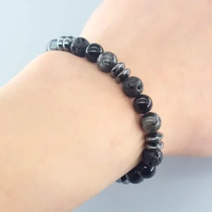 Men's Labradorite Volcanic Stone Bracelet — Classic Black Natural | 4.9/5 — 7,800+ Bought