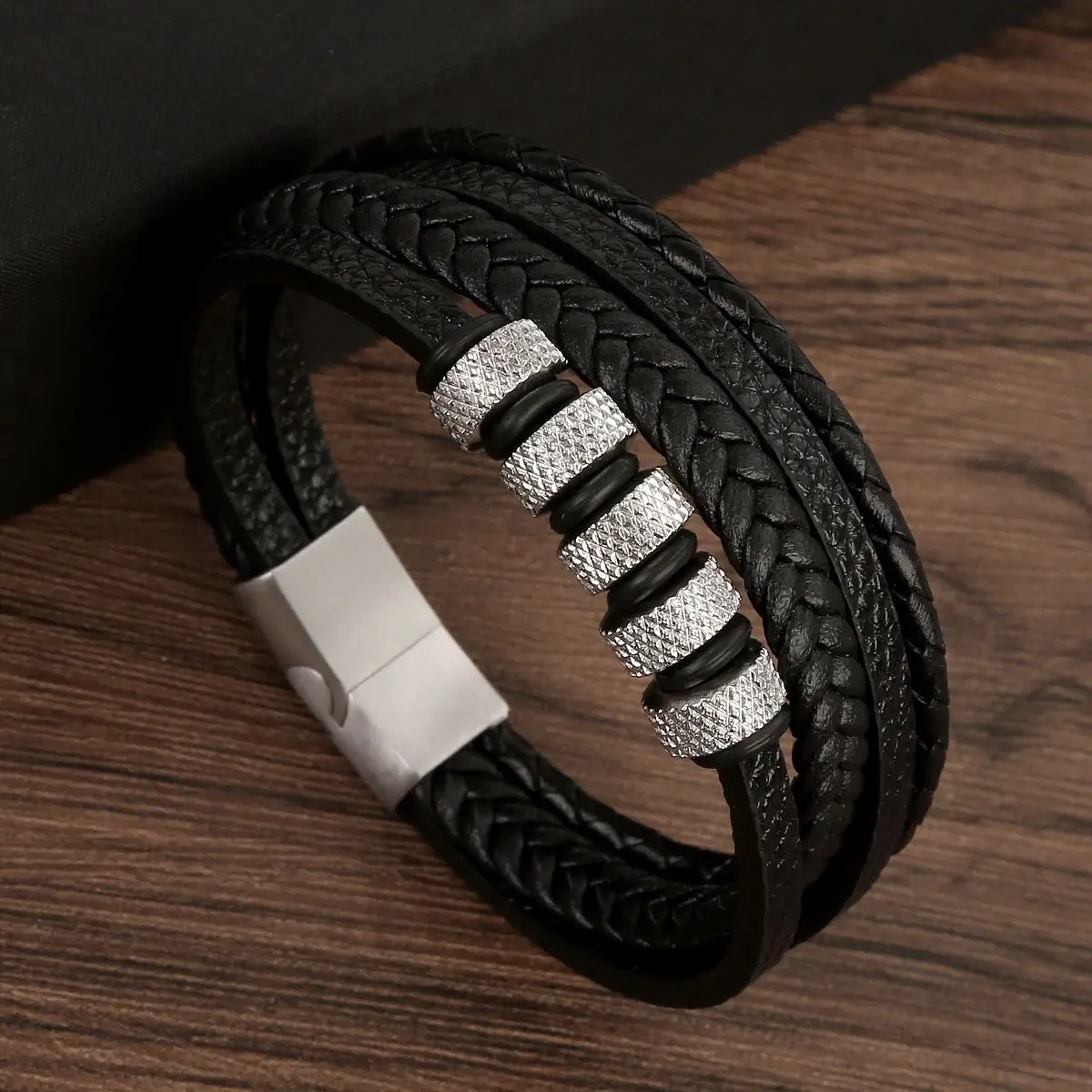 Men's Multilayer Genuine Leather Bracelet — Hand Woven Wristband | 4.8/5 — 9,500+ Bought - Image 44