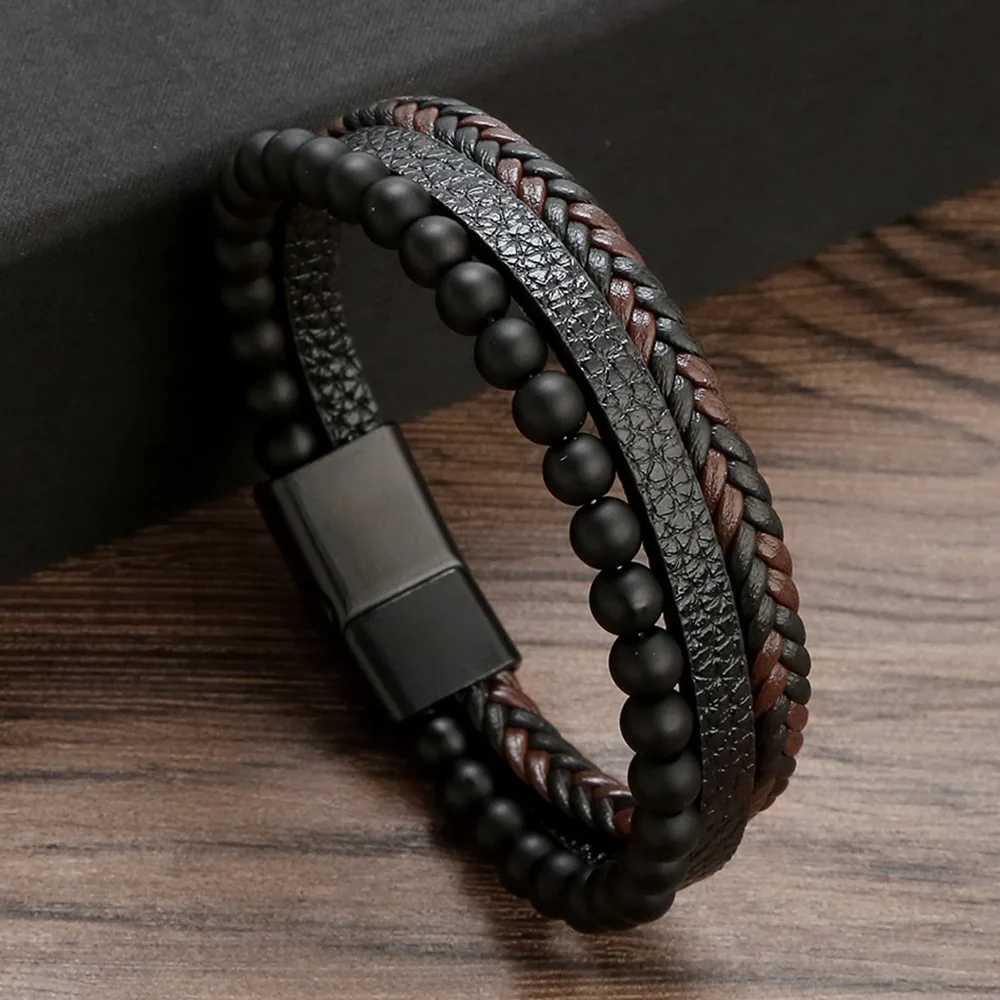 Men's Multilayer Genuine Leather Bracelet — Hand Woven Wristband | 4.8/5 — 9,500+ Bought - Image 11