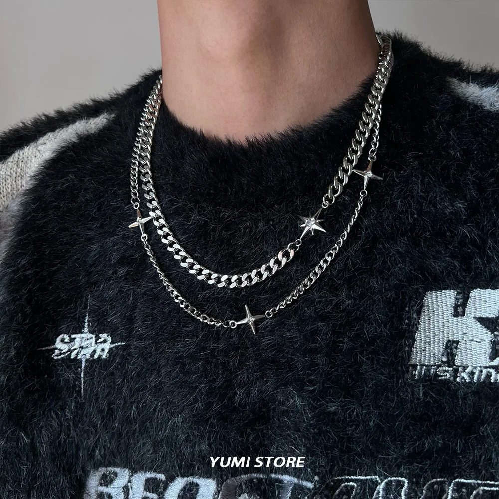 Men's Hip Hop Double-Layer Star Cross Necklace — Titanium Steel | 5.0/5 — 10,000+ Bought - Image 2