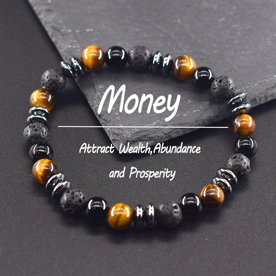 Men's Tiger Eye Abundance Bracelet — Natural Yellow Wealth Attract - Image 2