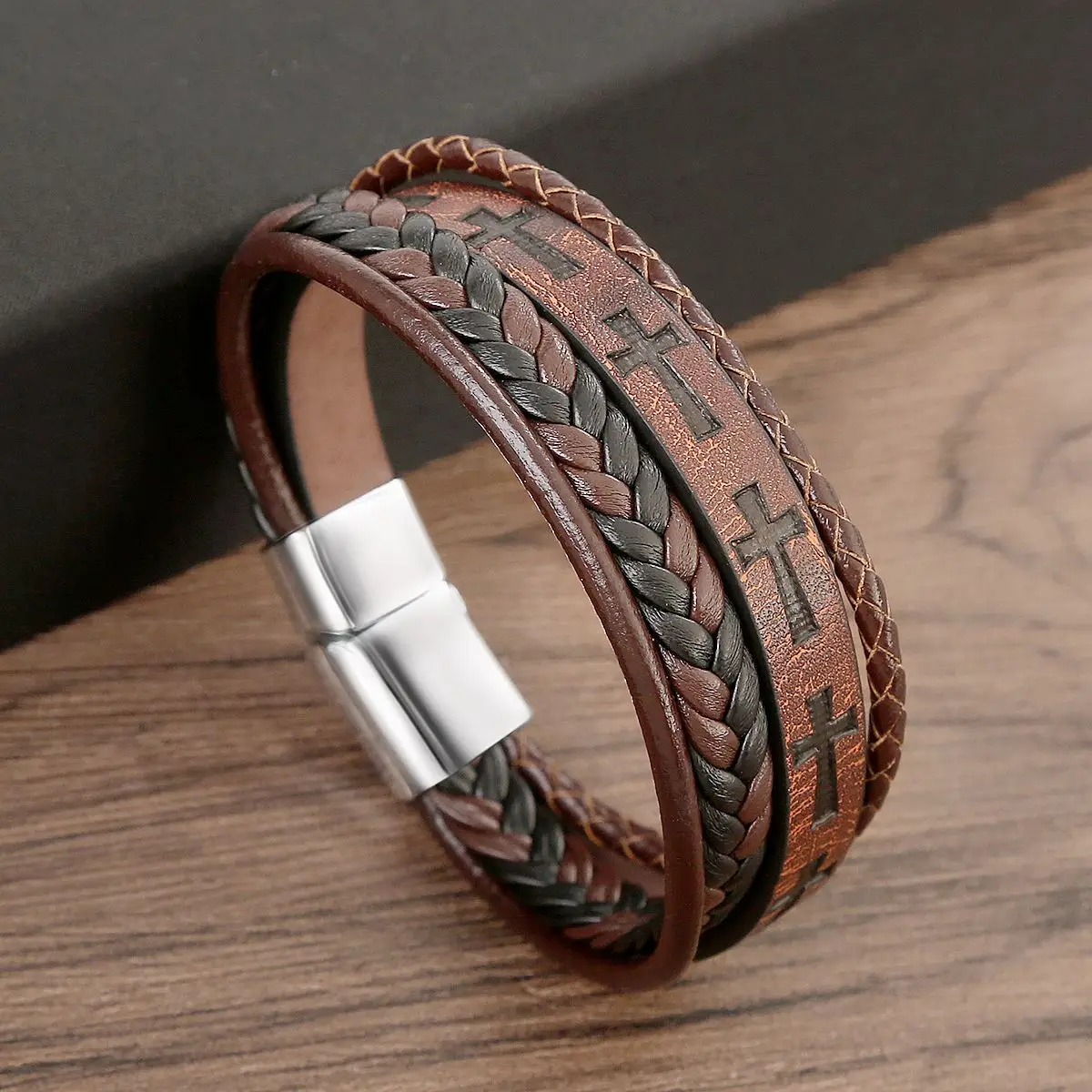 Men's Multilayer Genuine Leather Bracelet — Hand Woven Wristband | 4.8/5 — 9,500+ Bought - Image 43