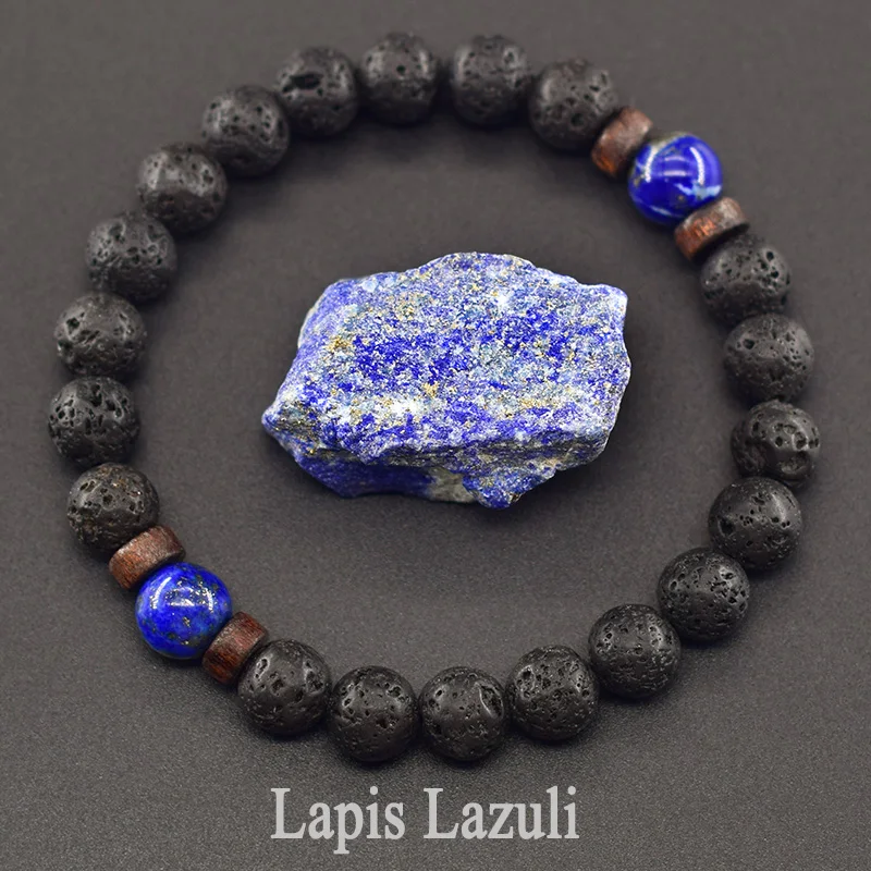 Men's Tiger Eye and Volcanic Stone Bracelet — Natural Yellow Black Beads | 4.8/5 — 8,500+ Bought - Image 36