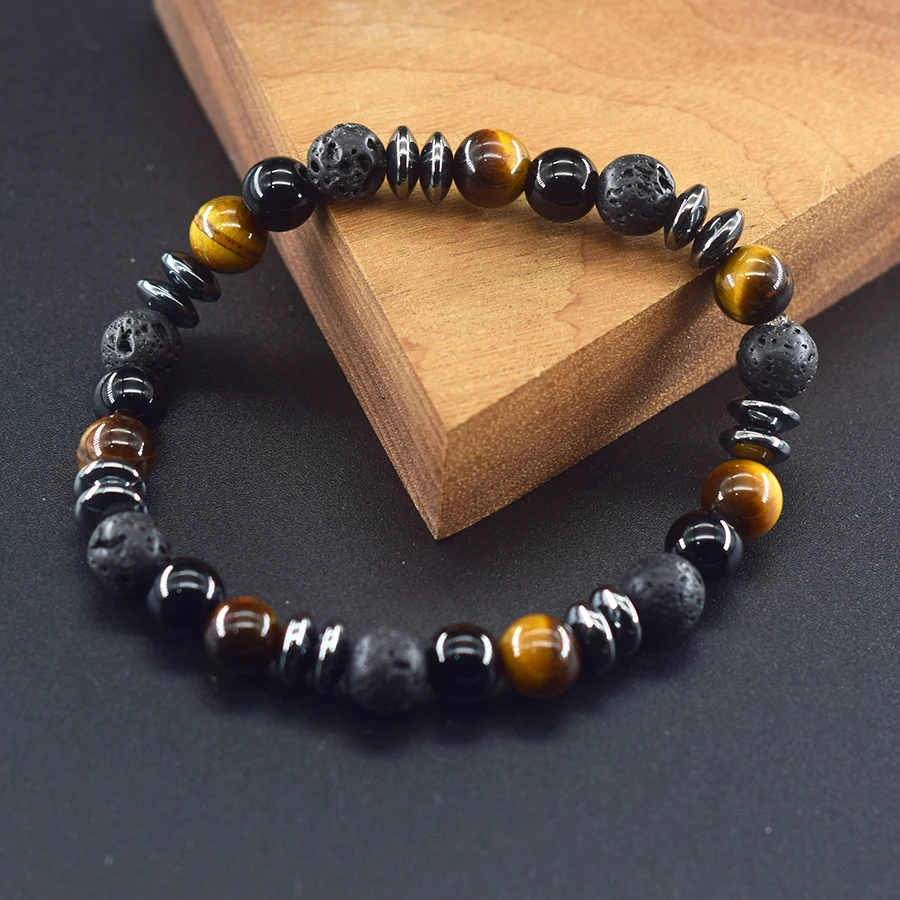 Men's Tiger Eye Abundance Bracelet — Natural Yellow Wealth Attract - Image 3