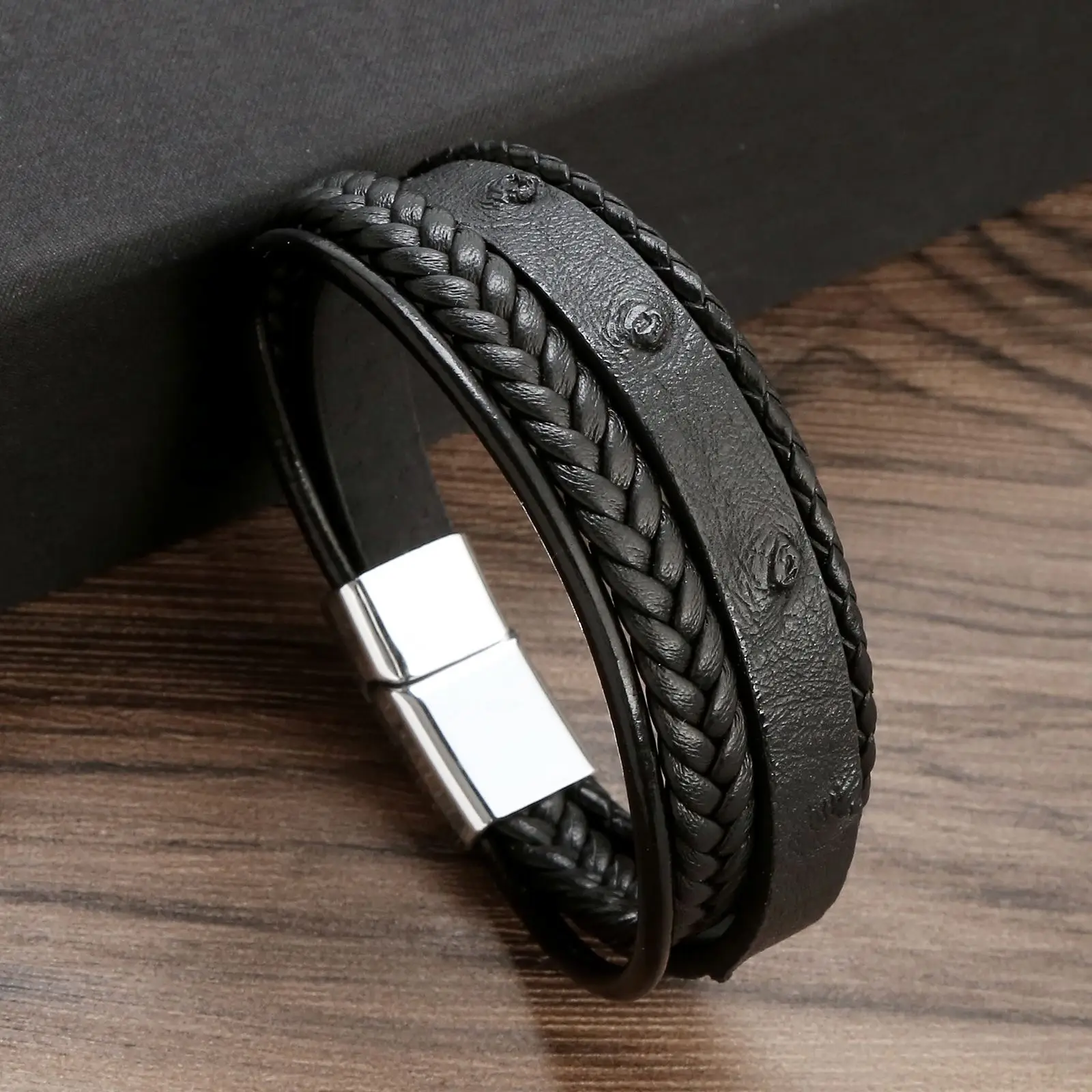 Men's Multilayer Genuine Leather Bracelet — Hand Woven Wristband | 4.8/5 — 9,500+ Bought - Image 29