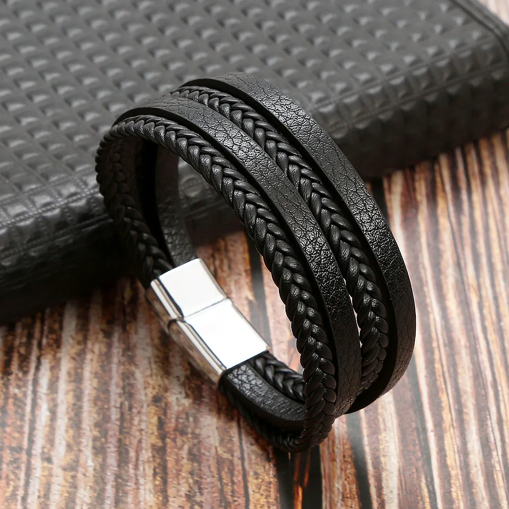 Men's Multilayer Genuine Leather Bracelet — Hand Woven Wristband | 4.8/5 — 9,500+ Bought - Image 22