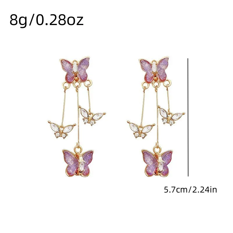 Women's Purple Butterfly Glass Tassel Earrings — Elegant Long Drop Style | 5.0/5 — 10,000+ Bought - Image 4