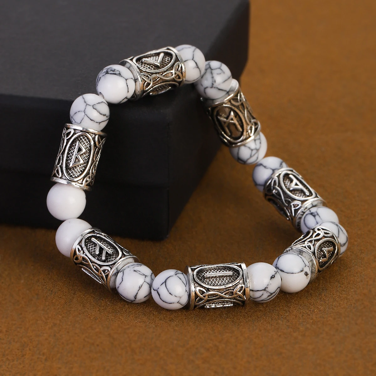 Men's Norse Viking Runes Natural Stone Bracelet — 8mm Lava Obsidian | 4.8/5 — 8,500+ Bought - Image 3