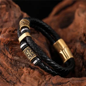 Men's Punk Vikings Genuine Leather Braided Multilayer Bracelet | 4.9/5 — 7,800+ Bought