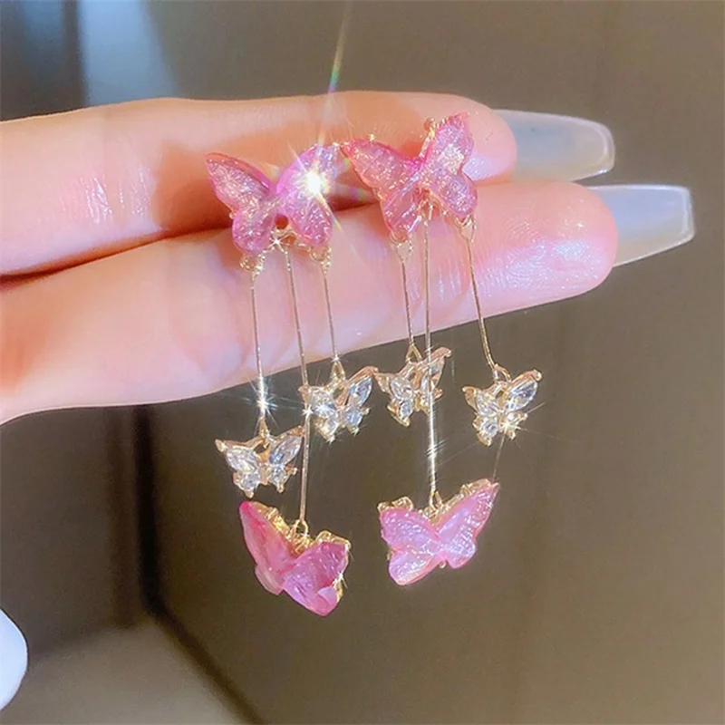 Women's Purple Butterfly Glass Tassel Earrings — Elegant Long Drop Style | 5.0/5 — 10,000+ Bought - Image 2
