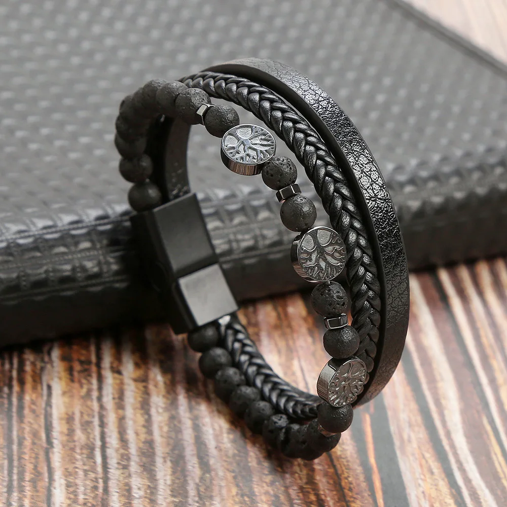 Men's Multilayer Genuine Leather Bracelet — Hand Woven Wristband | 4.8/5 — 9,500+ Bought - Image 28