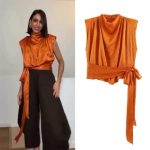 Women's Sleeveless Satin Top — Elegant Textured Spring Blouse 20264.9/5 — 9,200+ Bought
