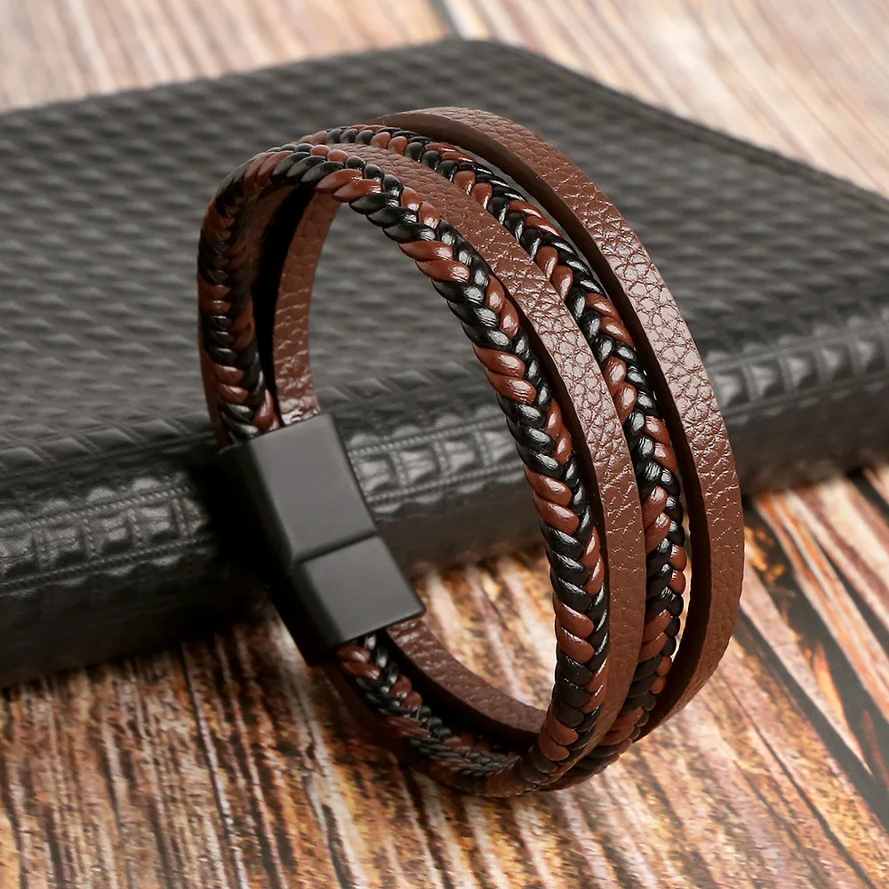 Men's Multilayer Genuine Leather Bracelet — Hand Woven Wristband | 4.8/5 — 9,500+ Bought - Image 23