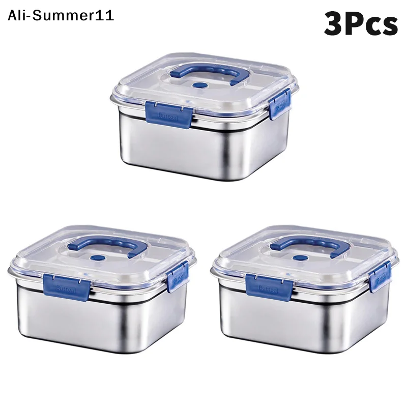 【S11】1/3/5Pcs Stainless Steel Food Storage Box with lid Large Capacity Lunch Box Refrigerator Fresh-Keeping Box - Image 2
