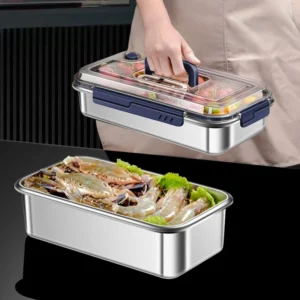 Recipientes de armazenamento de alimentos com tampas herméticos grau alimentício 316 aço inoxidável grande capacidade recipiente de armazenamento de cozinha à prova de vazamento