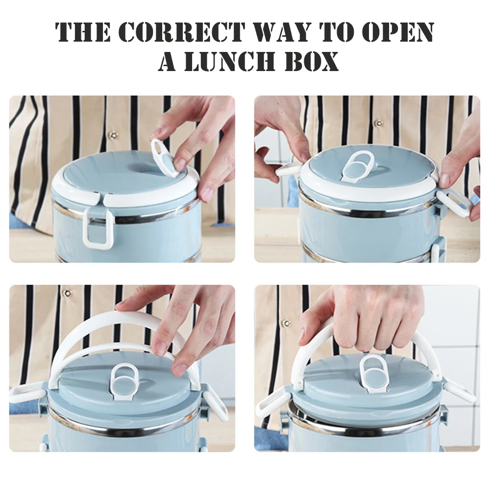 Portable Insulated Lunch Box 304 Stainless Steel Thermal Bento Box Leak Proof Microwave Safe Salad Food Container Box - Image 4