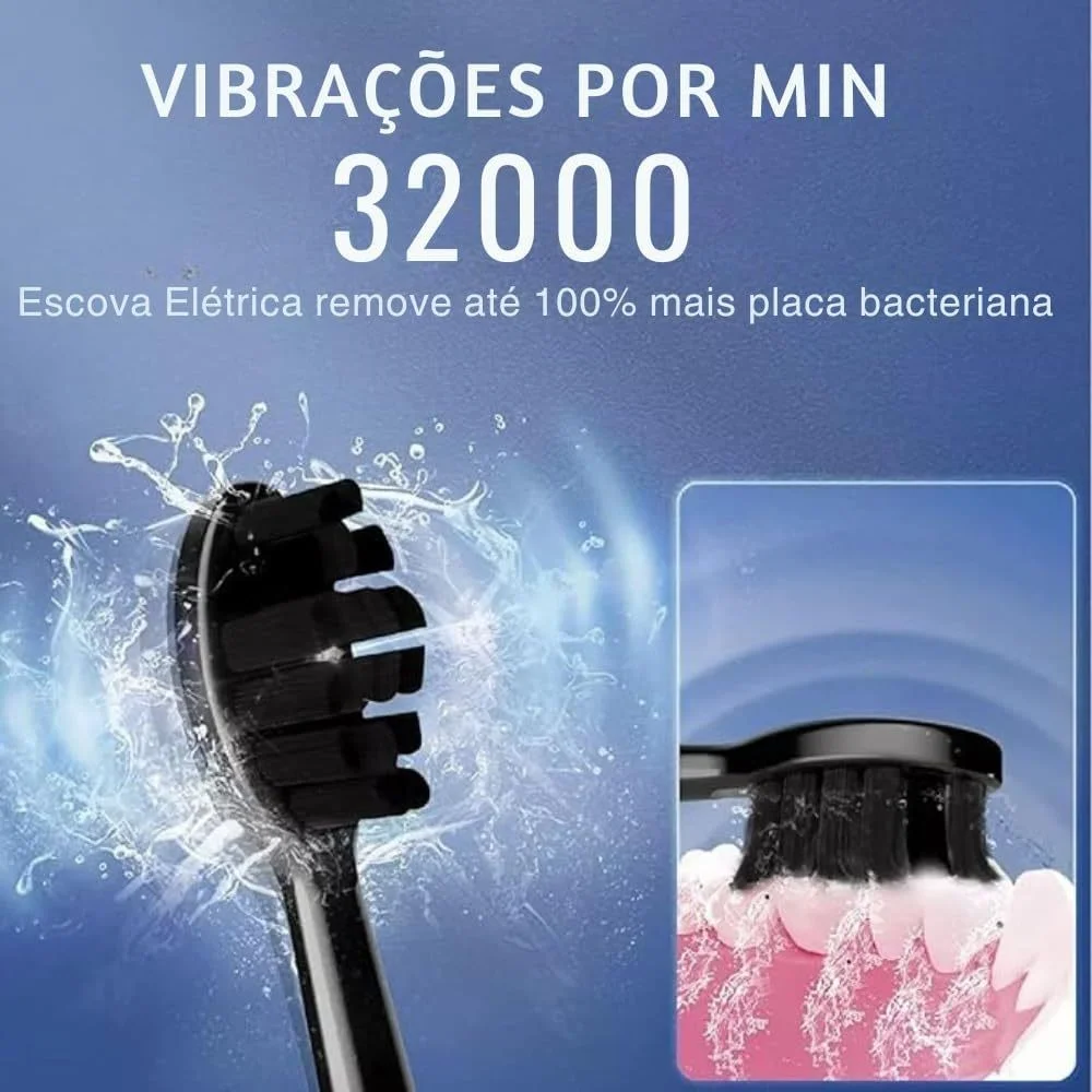 Escova de Dente Sônica Profissional IPX7 Recarregável com 4 Cabeças para Higiene Bucal Portátil - Image 5