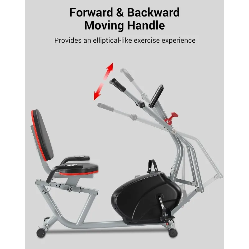 ECHANFIT Recumbent Exercise Bike with Arm Exerciser for Home - Elliptical Recumbent Cross Trainer with Bac - Image 5
