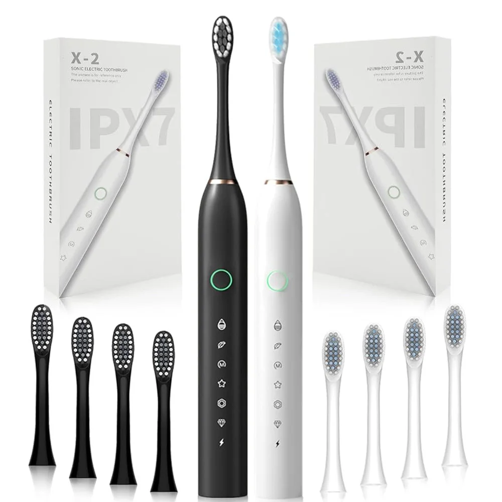 Escova de Dente Sônica Profissional IPX7 Recarregável com 4 Cabeças para Higiene Bucal Portátil - Image 2
