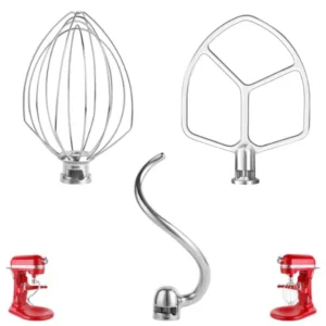 Kit de 3 Peças em Aço Inoxidável: Batedor de Arame de 6 Fios Compatível com Batedeira KitchenAid 5 Plus -6QT com Elevação de Tigela - Acessório para Batedeira de Bancada