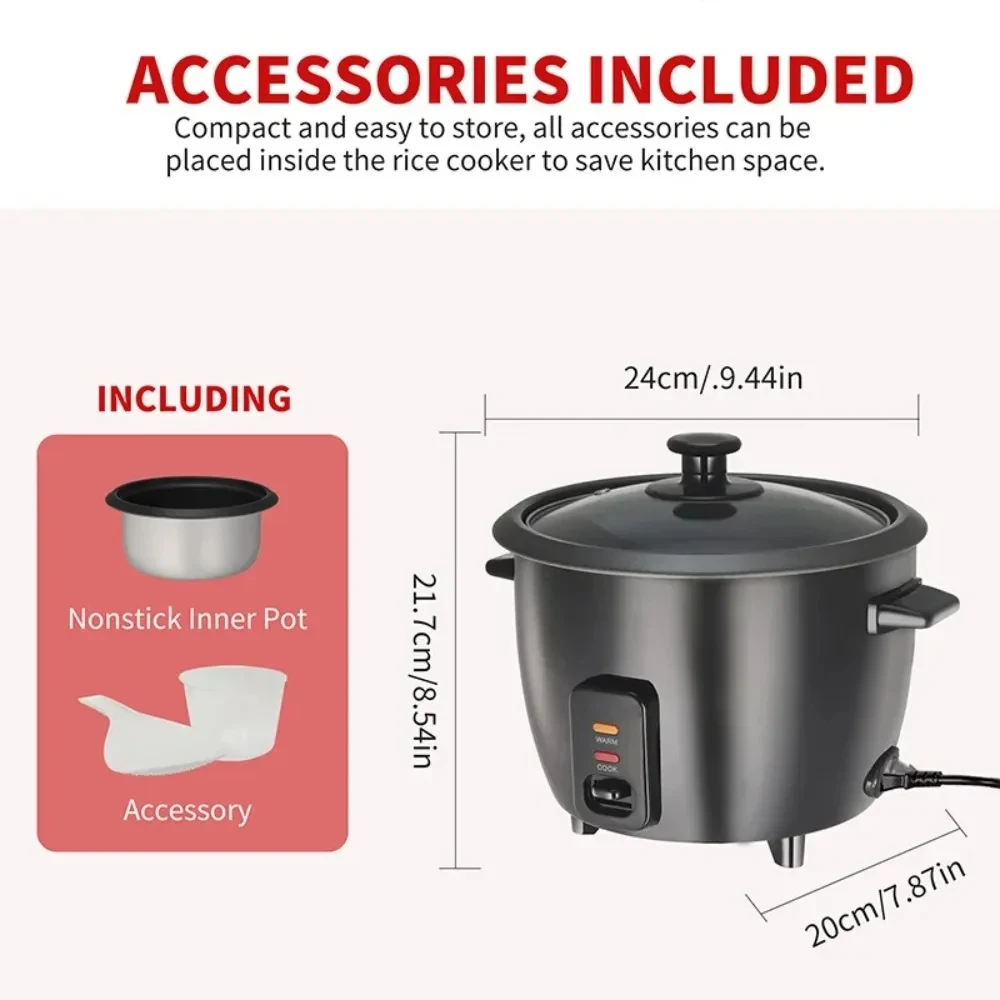 1.8L Multifunctional Mini Rice Cooker 3 Cups Family Capacity Stainless Steel Chassis Heating Household Electric Rice Cooker with - Image 5