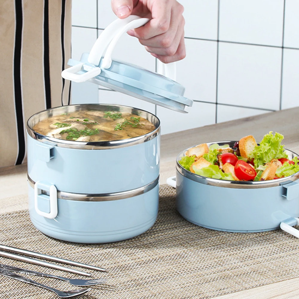 Portable Insulated Lunch Box 304 Stainless Steel Thermal Bento Box Leak Proof Microwave Safe Salad Food Container Box
