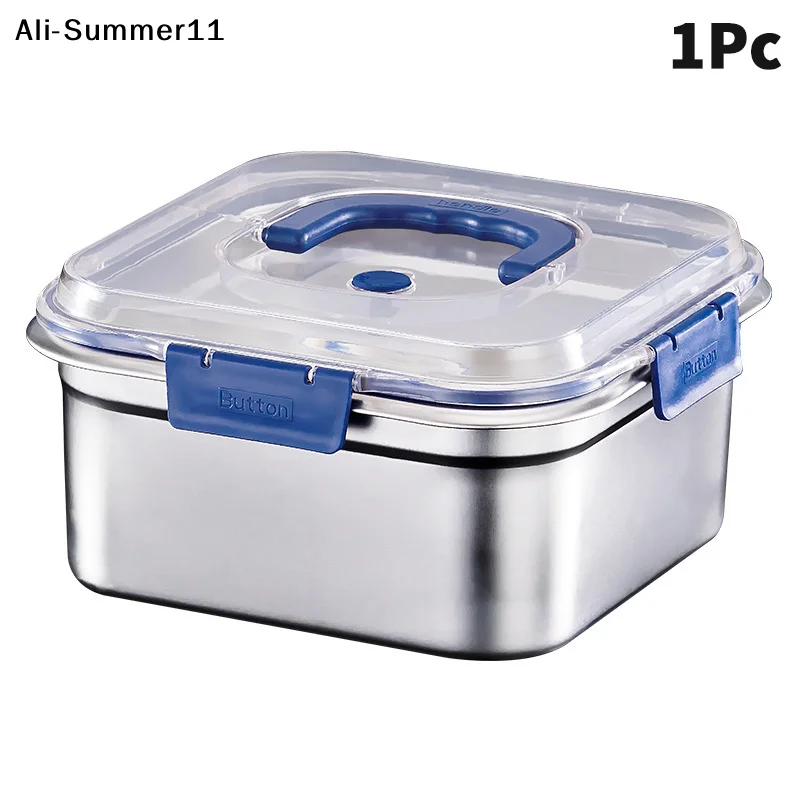 【S11】1/3/5Pcs Stainless Steel Food Storage Box with lid Large Capacity Lunch Box Refrigerator Fresh-Keeping Box - Image 3