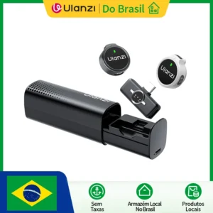Ulanzi A21 Microfone de lapela sem fio Gravação dupla Transmissão de 100M Cancelamento de ruído para câmeras Gravação de vídeo de telefone ao vivo