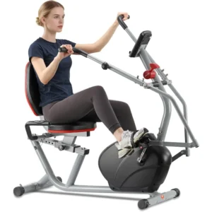 ECHANFIT Recumbent Exercise Bike with Arm Exerciser for Home - Elliptical Recumbent Cross Trainer with Bac