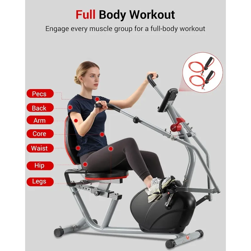 ECHANFIT Recumbent Exercise Bike with Arm Exerciser for Home - Elliptical Recumbent Cross Trainer with Bac - Image 4