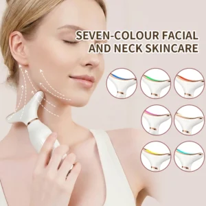 Portable LED Light Therapy Facial and Neck Massager — Rechargeable Skin Care Device | 4.9/5 — 9,200+ Bought