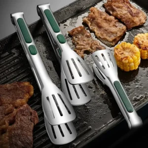 Stainless Steel Non-Slip Food Tongs — BBQ Grill Salad Bread Serving Clip | 4.6/5 — 10,000+ Bought