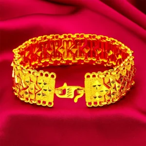 Women's 24K Gold Floral Engraved Bracelet — Pure Gold Heartfelt Design | 4.9/5 — 10,000+ Bought
