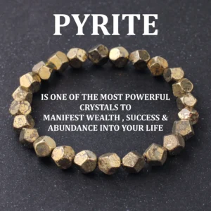Men's Pyrite Wealth Bracelet — Natural Stone Irregular Cut Gemstone Bangle | 4.9/5 — 7,500+ Bought