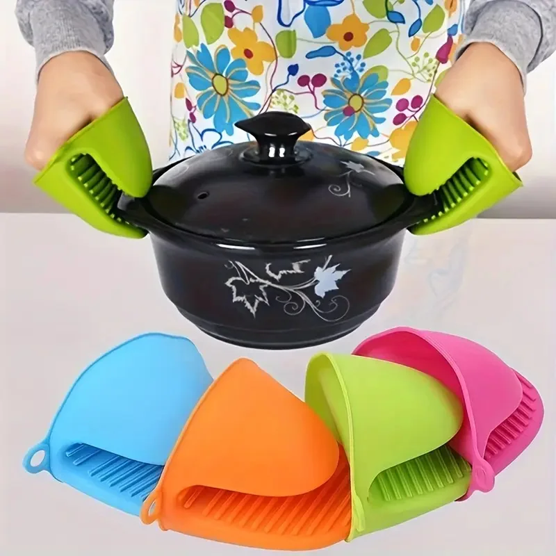 Silicone Pot Holder Gloves — 2Pcs Non-Slip Heat Resistant Kitchen Mitts | ⭐4.7/5 — 30,000+ Sold