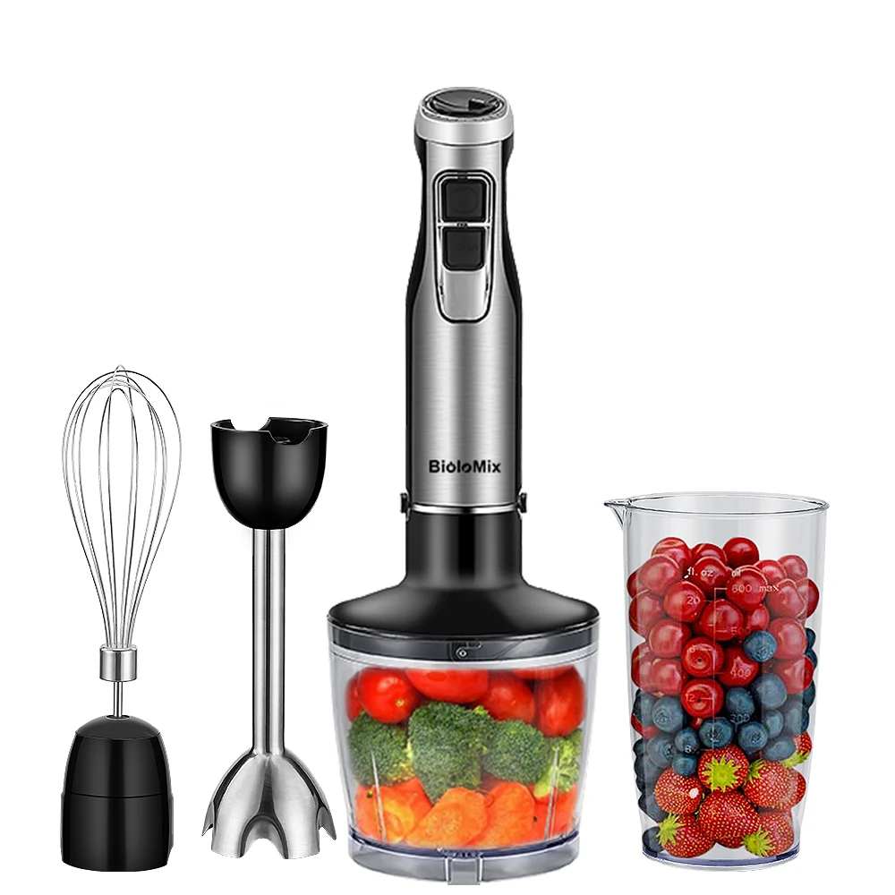 BioloMix 4 in 1 High Power 1200W Immersion Hand Stick Blender Mixer Includes Cho