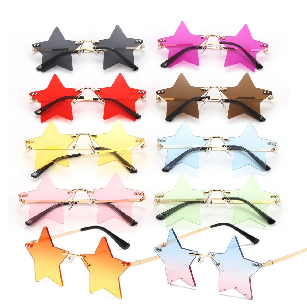 Rimless Star Party Sunglasses — Novelty New Year Glasses for Photos, Festivals & Celebrations